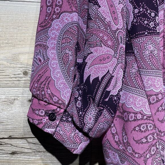 Lane Bryant Blouse Top Paisley Tie Front Chiffon Purple Semi-Sheer Size 22/24 - Picture 5 of 9
